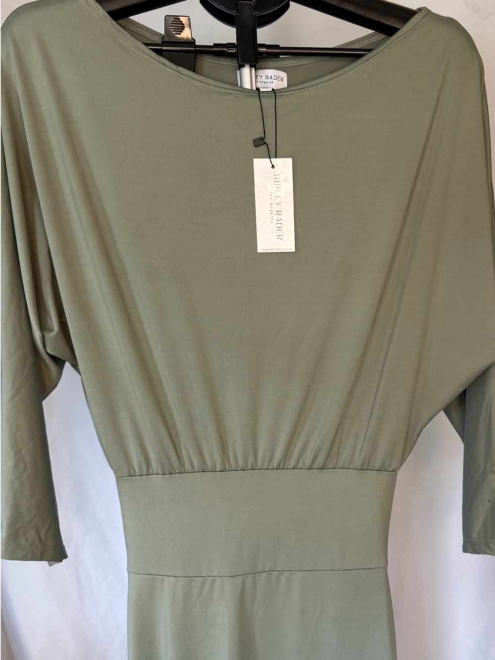Ripley Rader Cool Girl maxi off shoulder Dress SAGE Jersey Size Small NWT - Picture 5 of 9